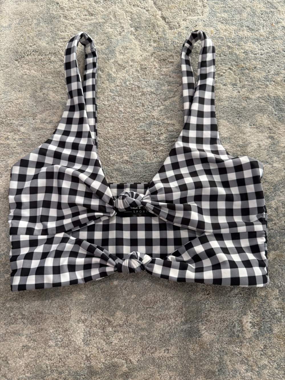 Beach Riot Black & White Gingham Knot Front Bralette